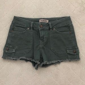 army green fringe shorts